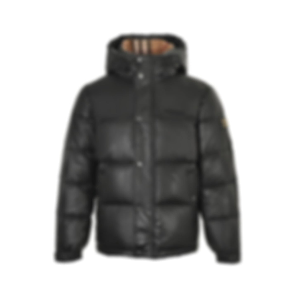 Check Lined Hooded Puffer | Black