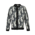 Oblique Brushed Wool Jacquard Cardigan | Black & White