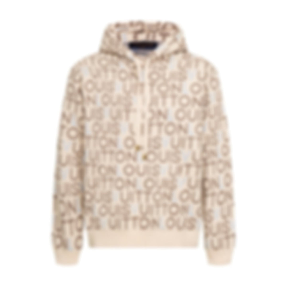 All-Over Logo Knit Hoodie | Cream & Brown