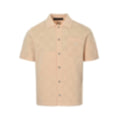 Perforated Damier Knit Button-Down Polo - Peach