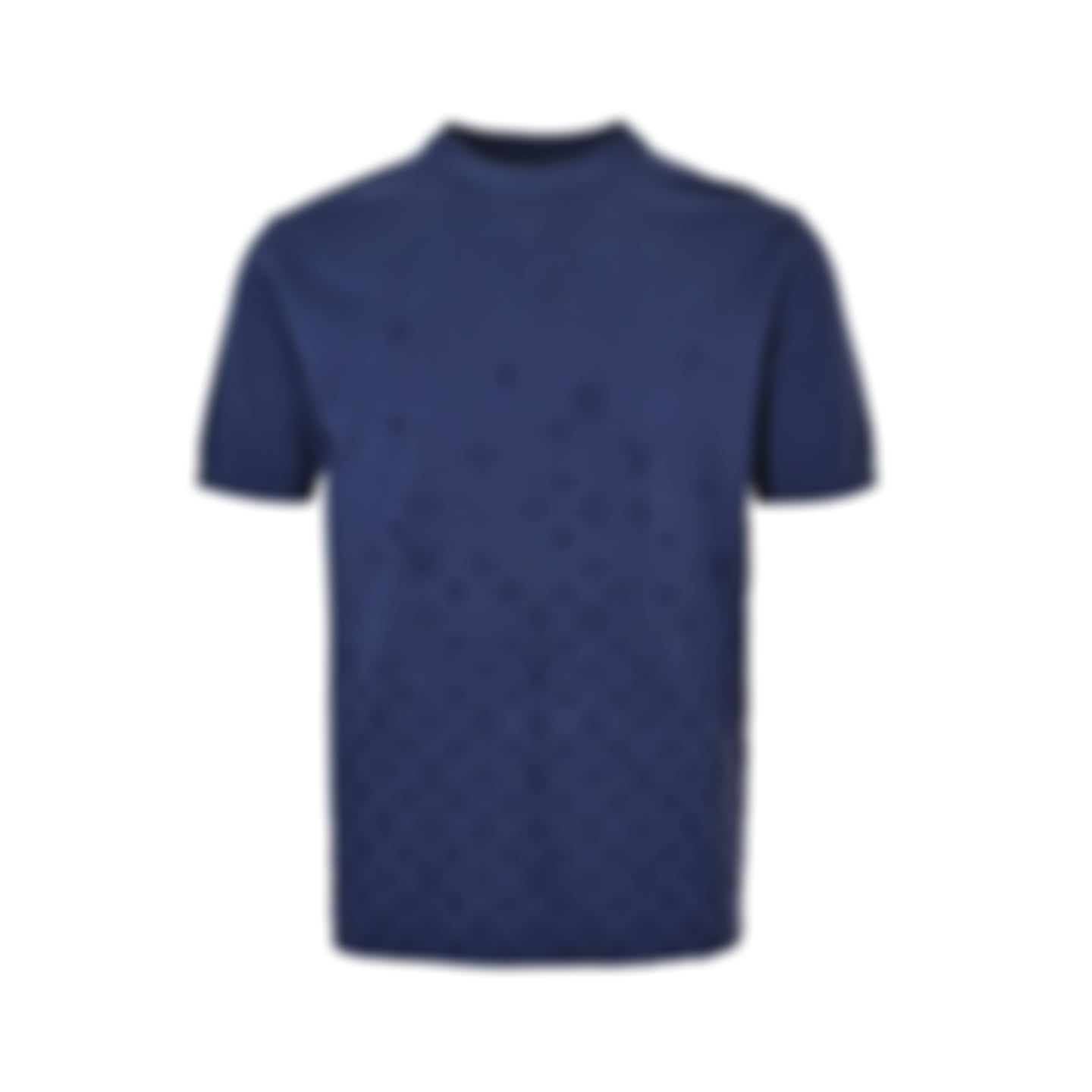 Fading Monogram Jacquard Knit T-Shirt - Navy