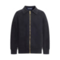 3D Monogram Embossed Zip-Through Cardigan | Midnight Blue